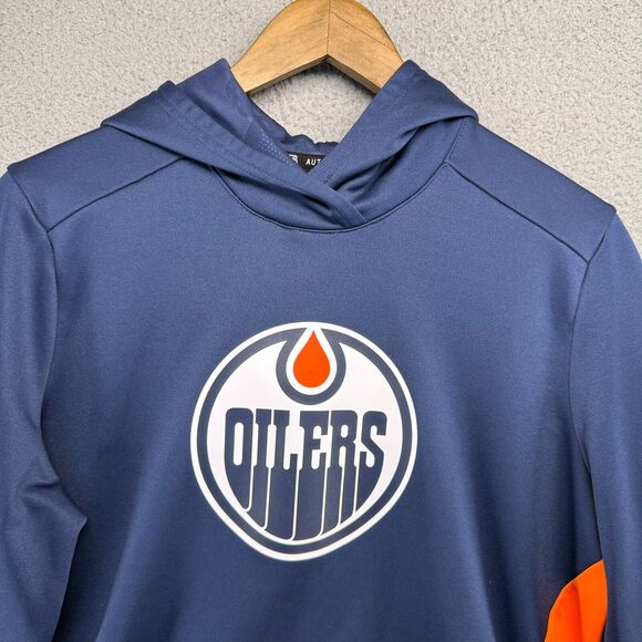 Edmonton Oilers Sweatshirt Women's Large Blue Hoodie Fanatics Pro Shield NHL - Picture 2 of 10